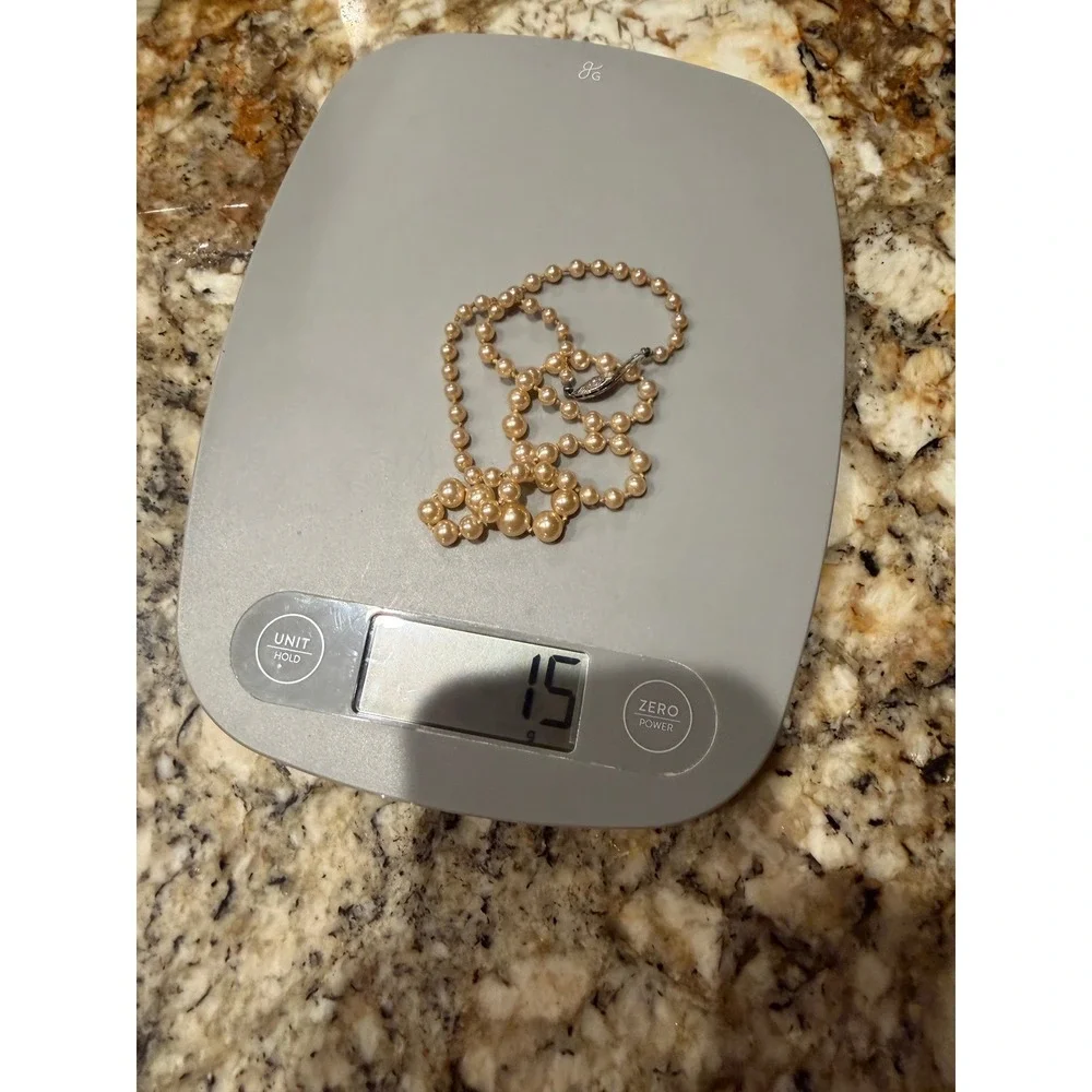 Vintage Graduated Faux Pearl Necklace 10k Gold Clasp Cream Hand Knotted 19.5in